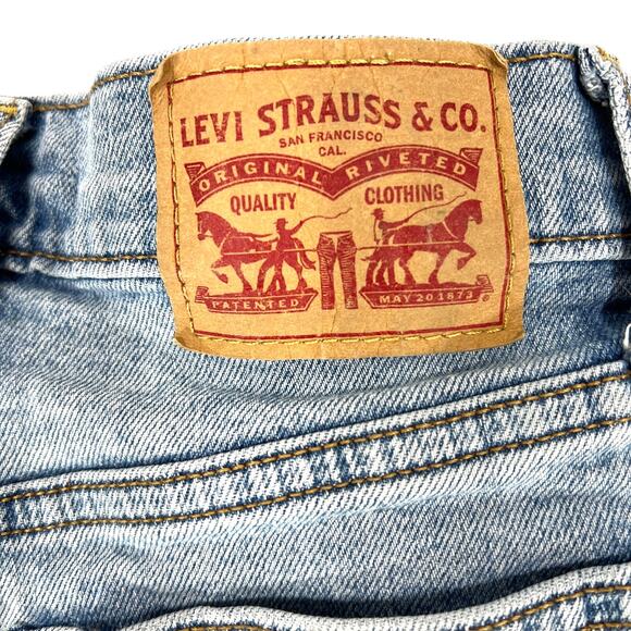 Levi's Wedgie Straight Jeans Shorts 25" Cutoffs Light Wash Grunge Retro Stretch - Picture 5 of 12
